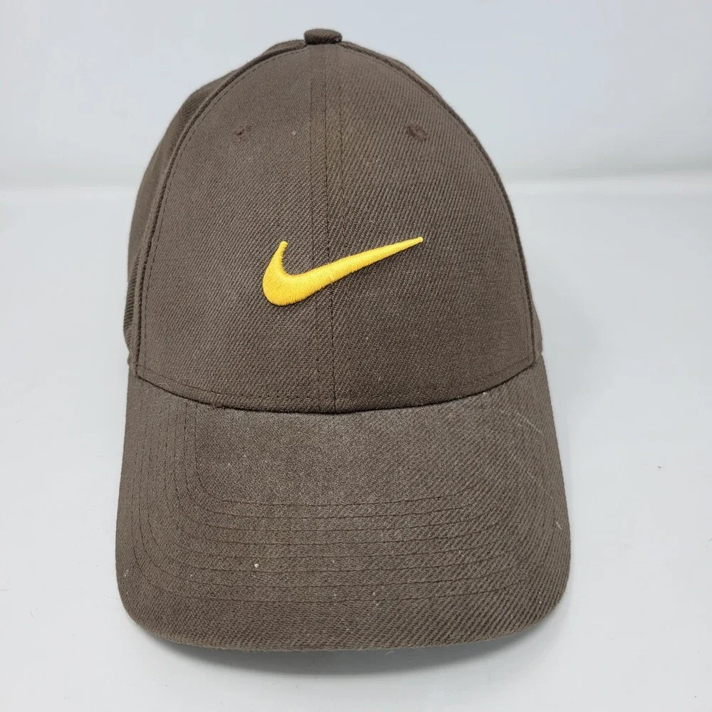 Nike Legacy91 Baseball Cap Brown Yellow Embroidered Swoosh Hook Loop Hat OSFM